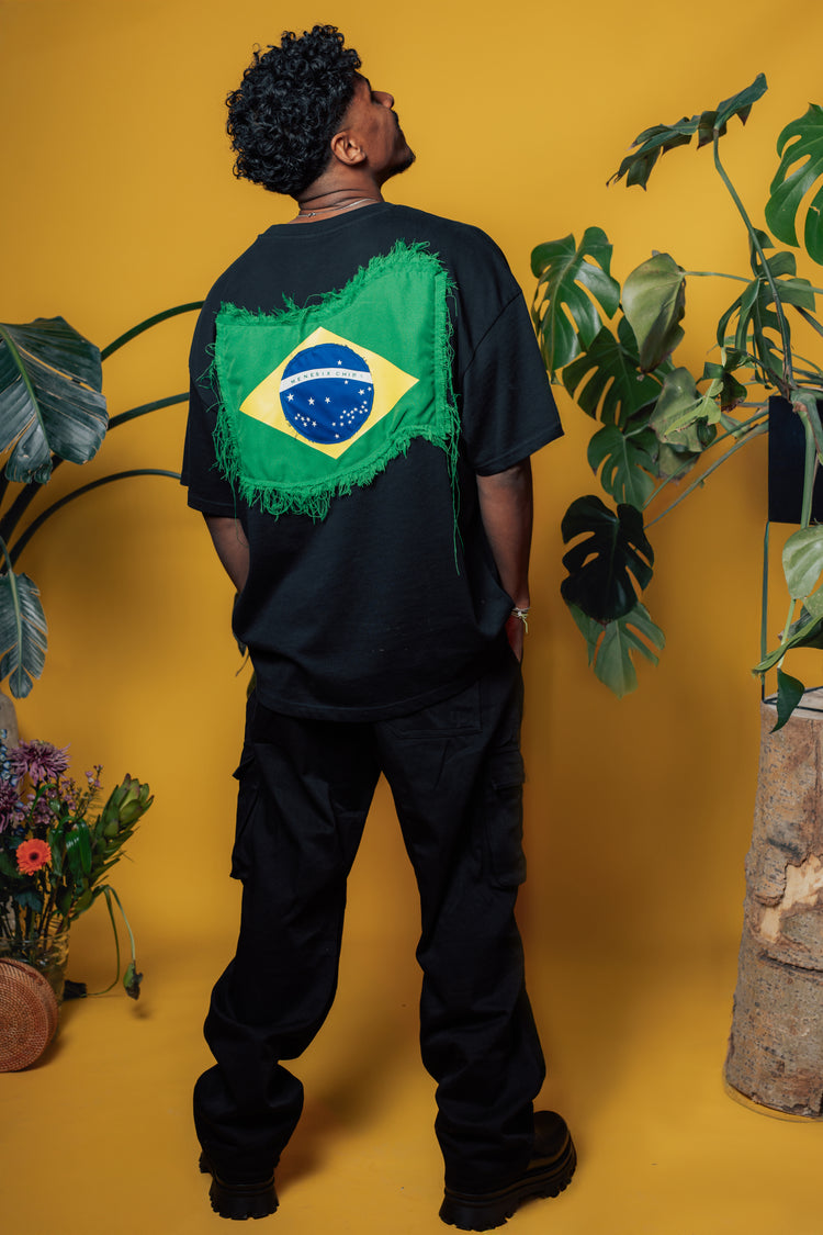 Menesix x Chiba Brazil Handmade glow on the dark oversized T Black