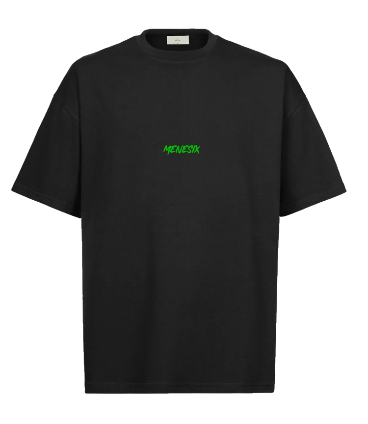 Menesix x Chiba Brazil Handmade glow on the dark oversized T Black