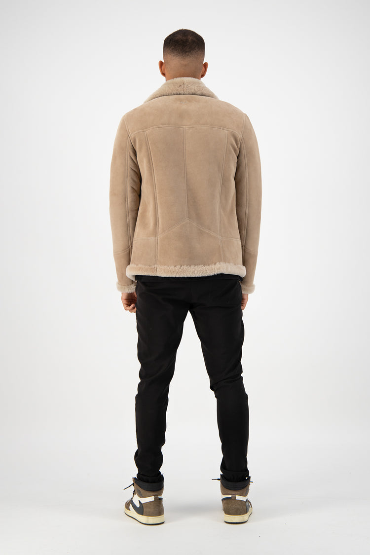 Sand Shearling Biker