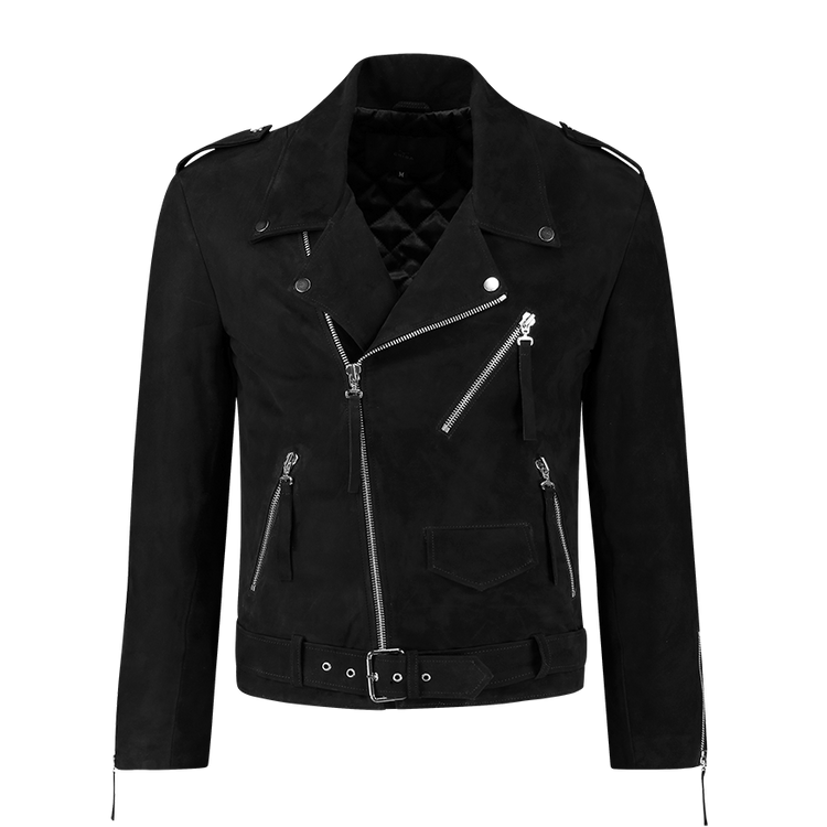 Suede Biker Jacket Black