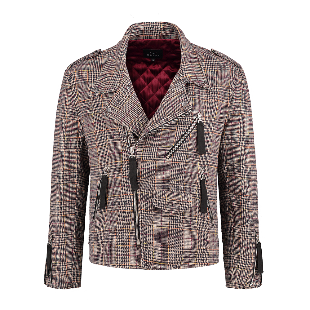 Plaid sales biker jacket