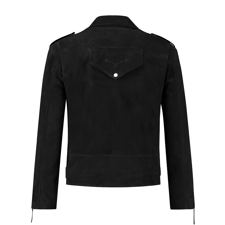 Suede Biker Jacket Black