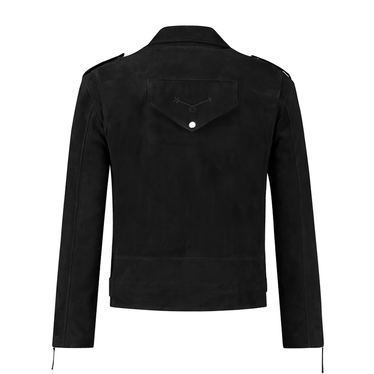 Suede Biker Jacket Black