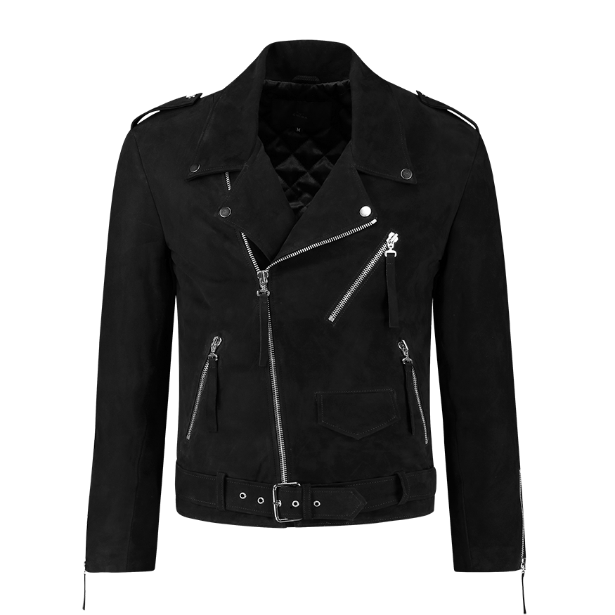 Suede Biker Jacket Black