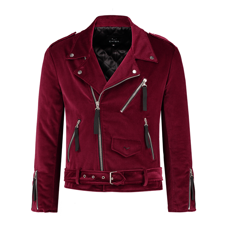 Mens velvet 2025 biker jacket