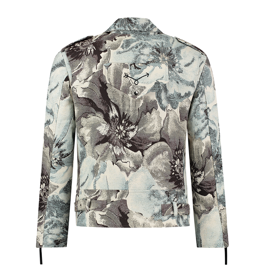 Floral Biker Jacket Ice Blue