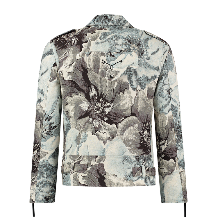 Floral Biker Jacket Ice Blue